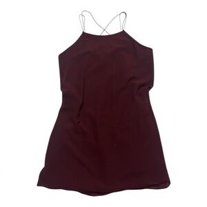 Naked Zebra Burgundy Pleated Back Slip Dress Strappy Cocktail | Size M